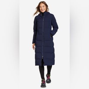 Eddie Bauer Parka Glacier Peak Seamless Stretch Down Duffle Coat Size L in EUC